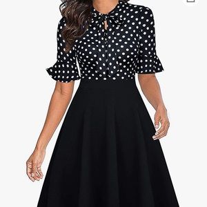Polka dot fit and flare dress, vintage inspired